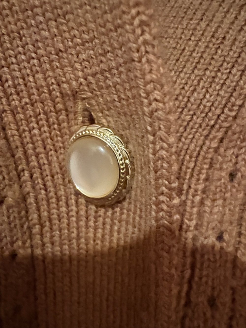 Cynthia Rowley Rust-Brown V-Neck Button Cardigan - Picture 3 of 6